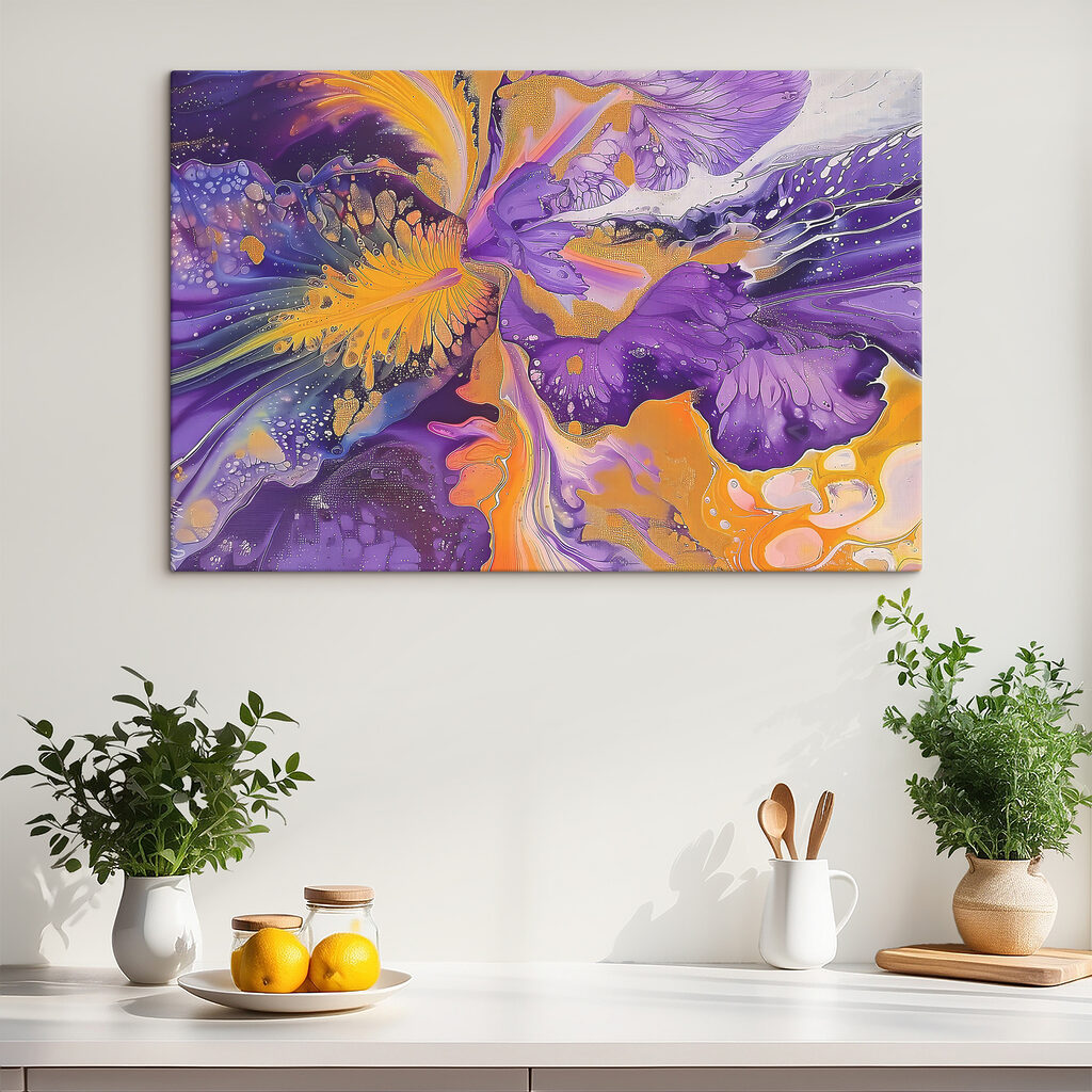 A close up of a painting