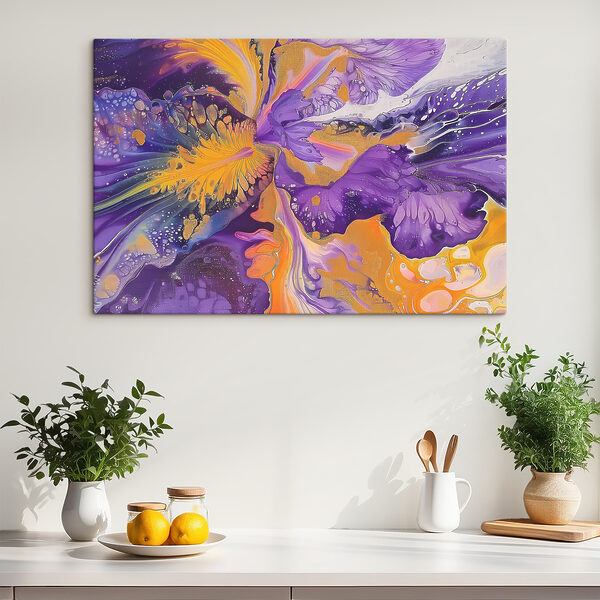 A close up of a painting