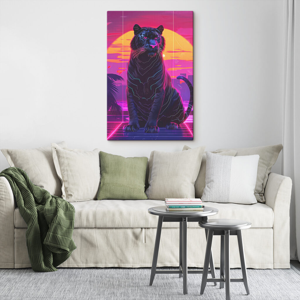 A black tiger with neon lights A black tiger with neon lights