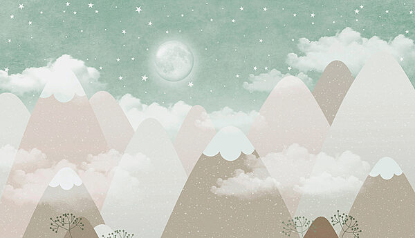 Una luna sobre montañas y nubes Una luna sobre montañas y nubes