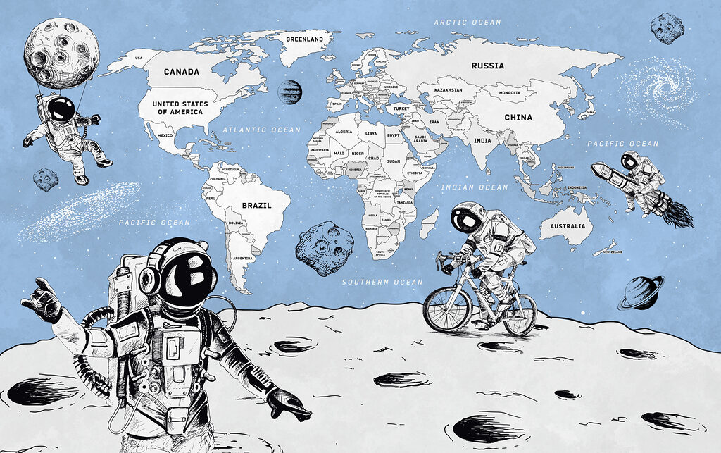 Un dibujo de dos astronautas en la Luna Un dibujo de dos astronautas en la Luna