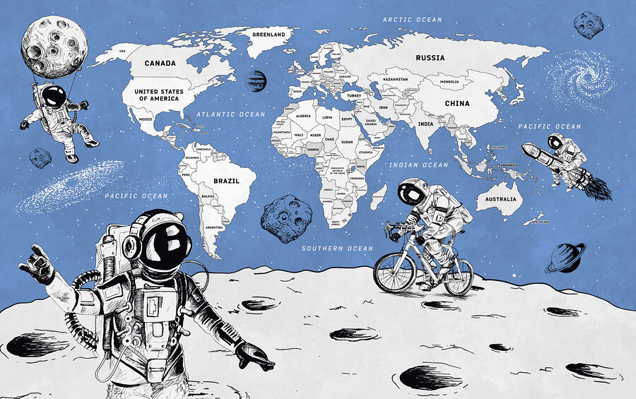 Fotomurales Un dibujo de dos astronautas en la Luna - Imagen 4