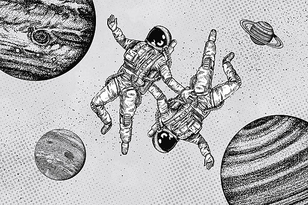w00630p 600x400 - Un dibujo de astronautas en el espacio - tegory