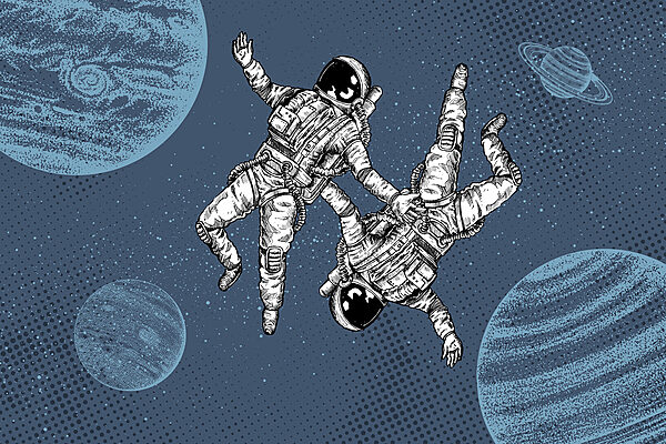 Dos astronautas flotando en el espacio Dos astronautas flotando en el espacio