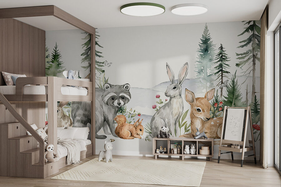 Un grupo de animales en un bosque