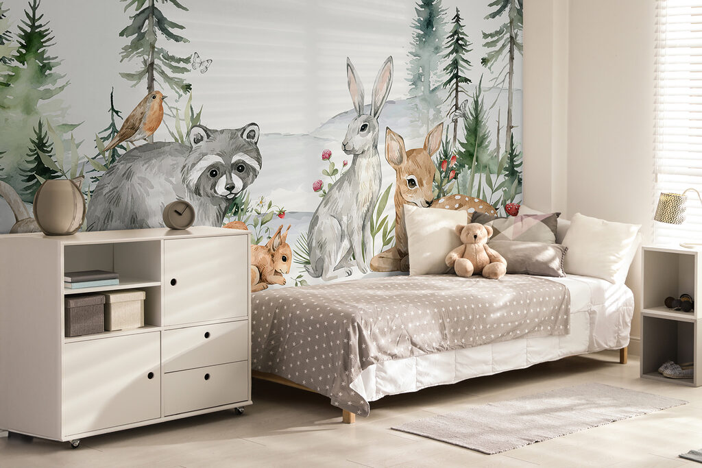 A group of animals in a forest