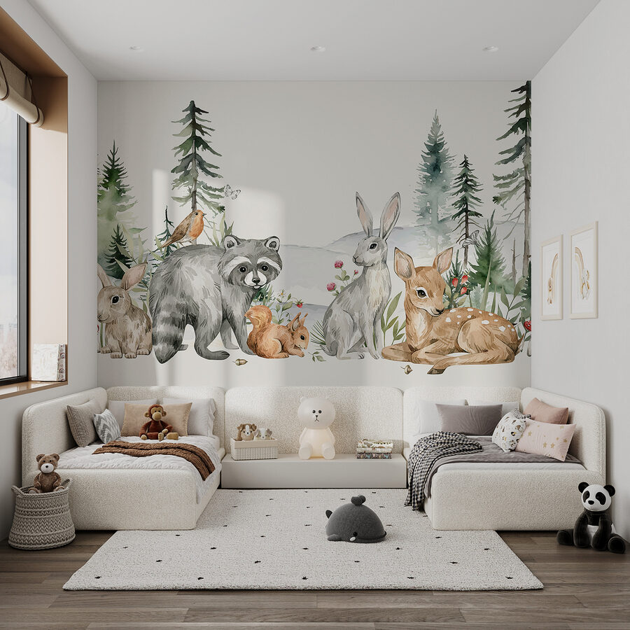Un grupo de animales en un bosque