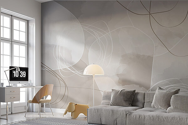 Un fondo blanco y gris con círculos y líneas Un fondo blanco y gris con círculos y líneas