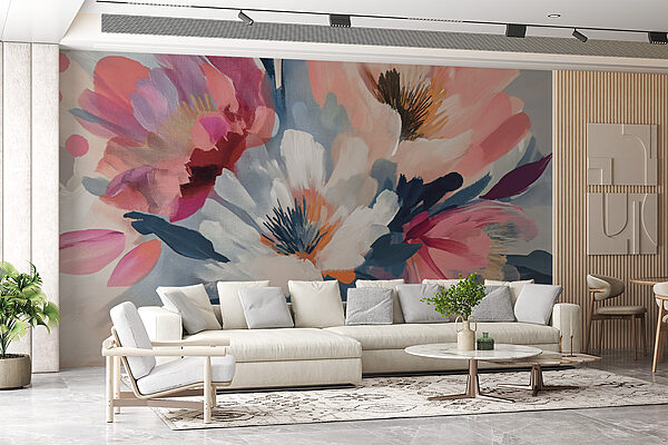 Una pintura de flores sobre tela Una pintura de flores sobre tela