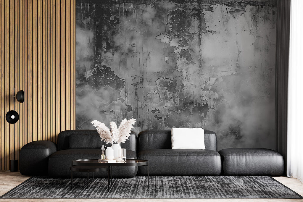 A grey and white photo of a wall