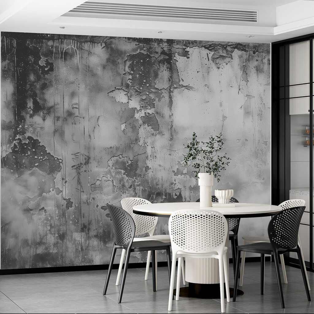 A grey and white photo of a wall