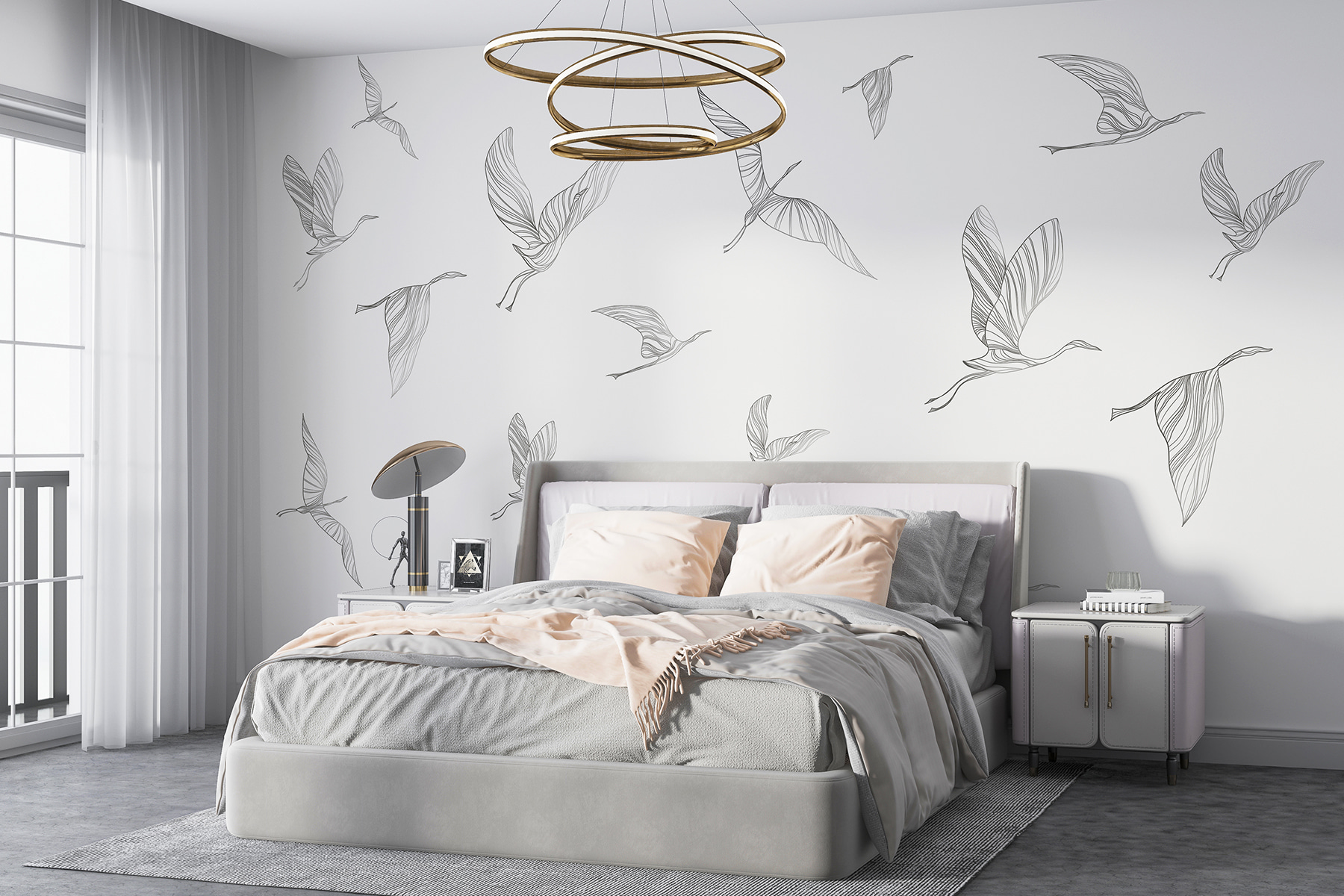 A group of birds flying