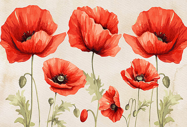 Un grupo de flores rojas Un grupo de flores rojas