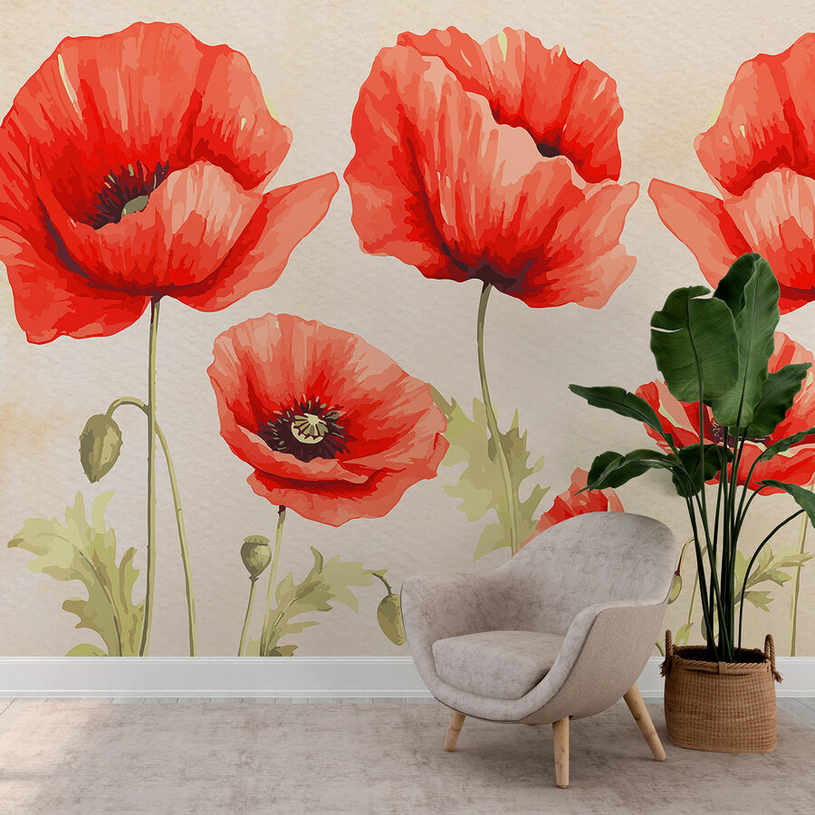 Un grupo de flores rojas