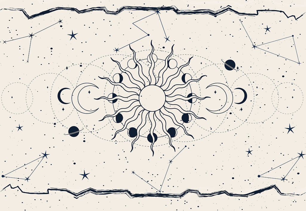 Un dibujo del sol y la luna Un dibujo del sol y la luna