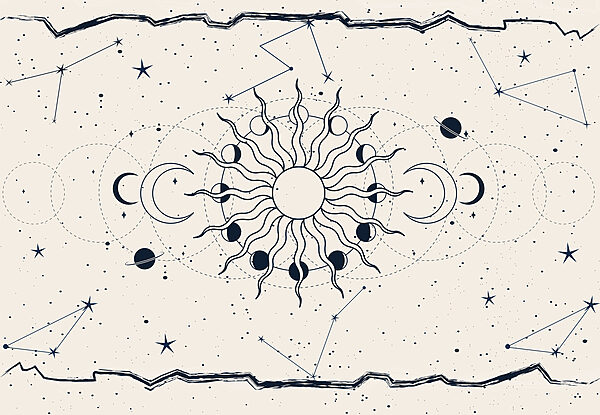 Un dibujo del sol y la luna Un dibujo del sol y la luna