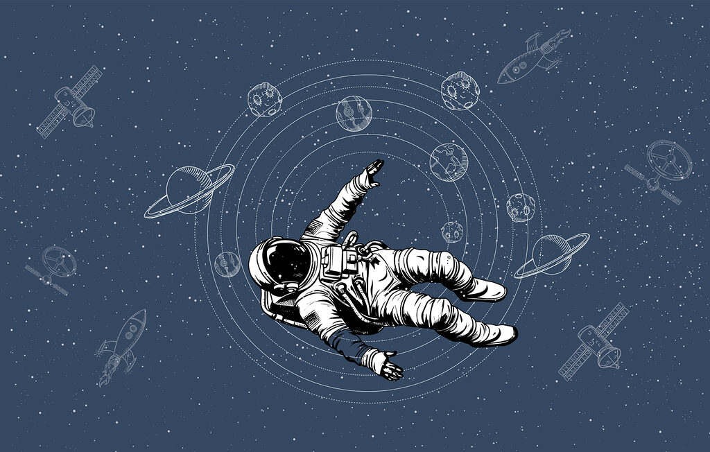 An astronaut floating in space An astronaut floating in space