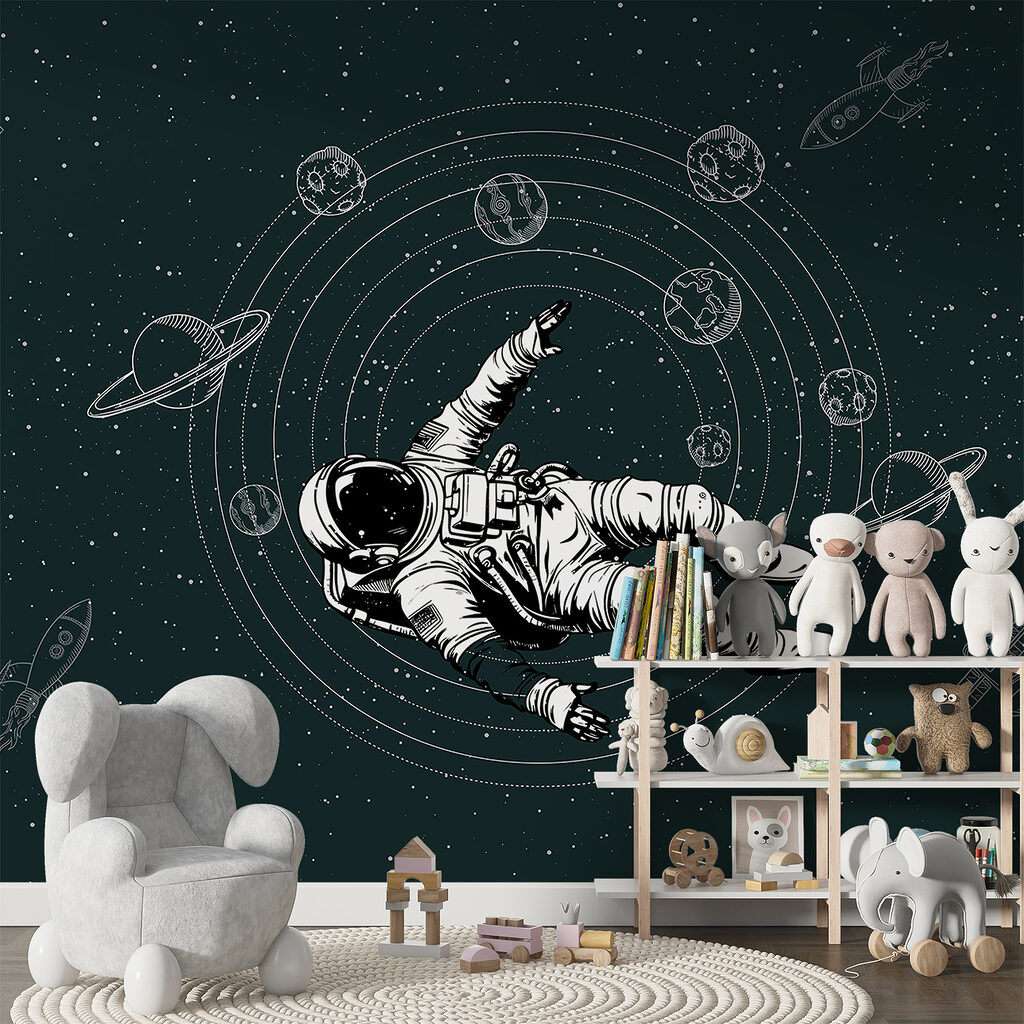 An astronaut floating in space