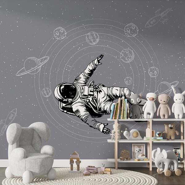 An astronaut floating in space