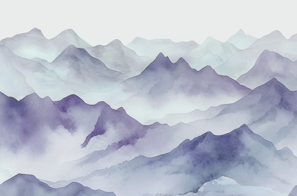Una acuarela de montañas y niebla Una acuarela de montañas y niebla