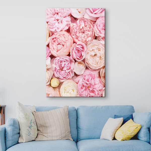 A group of pink and white flowers