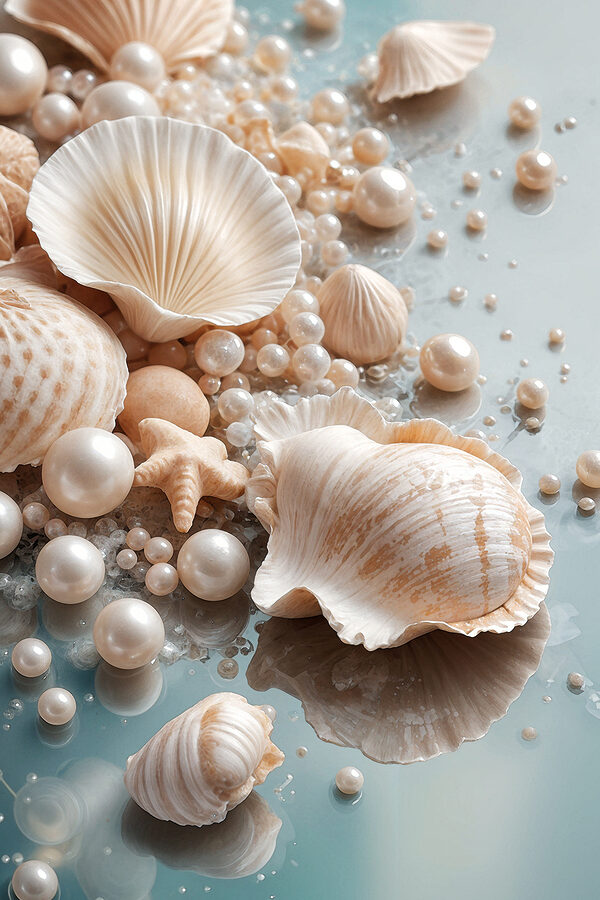 A group of shells and pearls