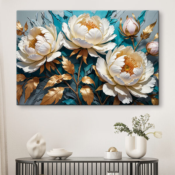 Cuadros Elegantes flores en brillantes tonos metalizados