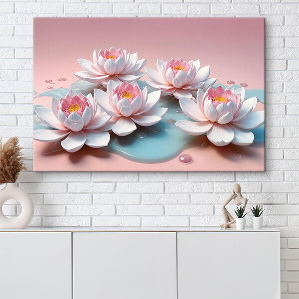 Cuadros Un grupo de flores rosas flotando en el agua