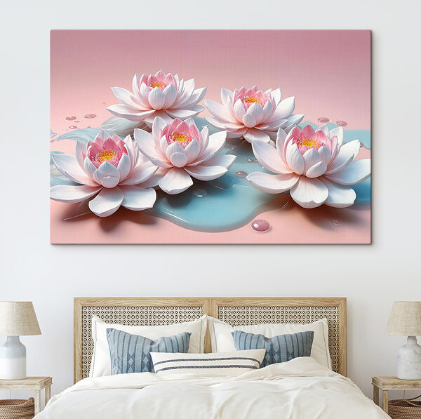 A group of pink flowers floating on water A group of pink flowers floating on water