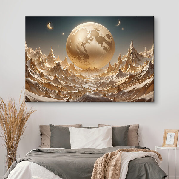 Cuadros Una luna sobre montañas y colinas