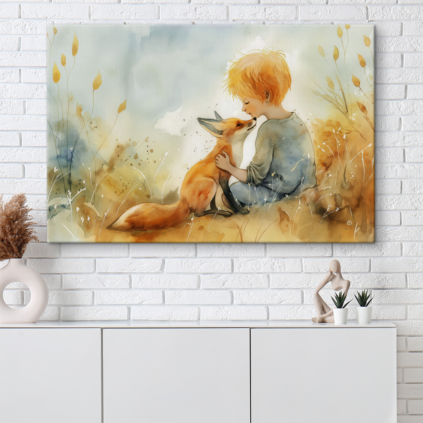 A child hugging a fox