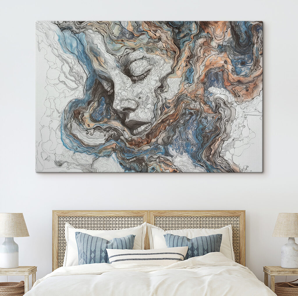 A painting of a woman's face