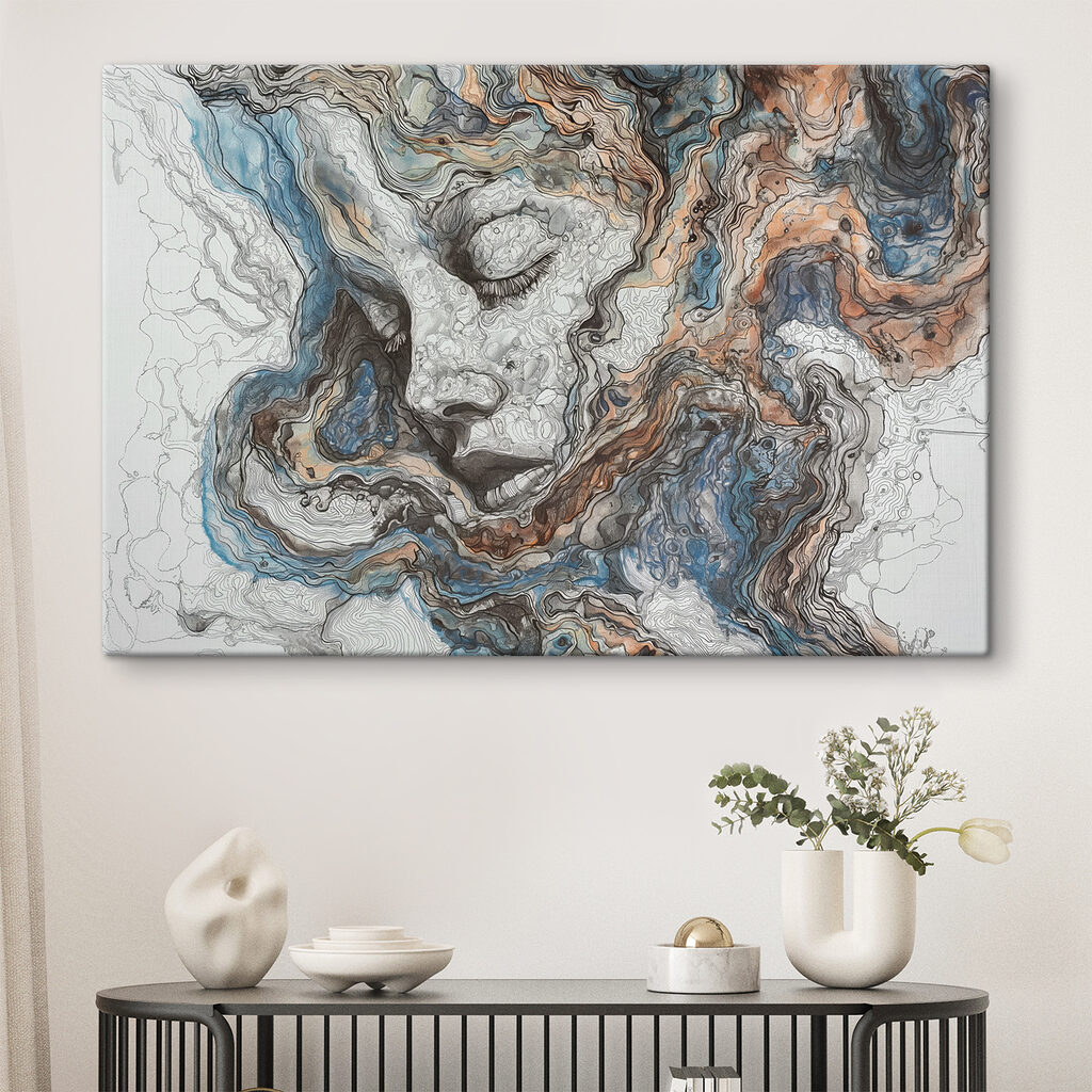 A painting of a woman's face A painting of a woman's face
