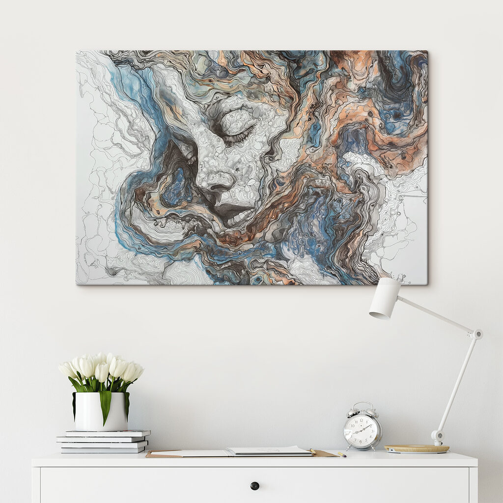 A painting of a woman's face A painting of a woman's face