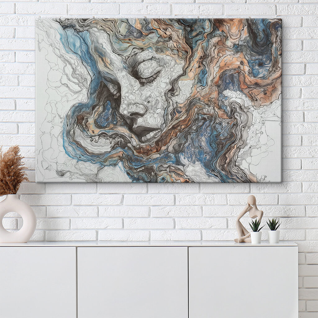 A painting of a woman's face A painting of a woman's face