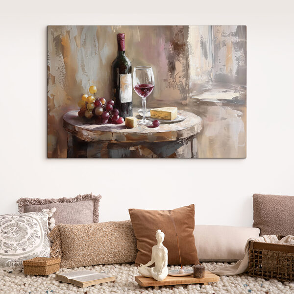 Cuadros Una botella de vino y unas uvas sobre una mesa (SKU: s38796) Cuadros Cuadros Una botella de vino y unas uvas sobre una mesa (SKU: s38796)