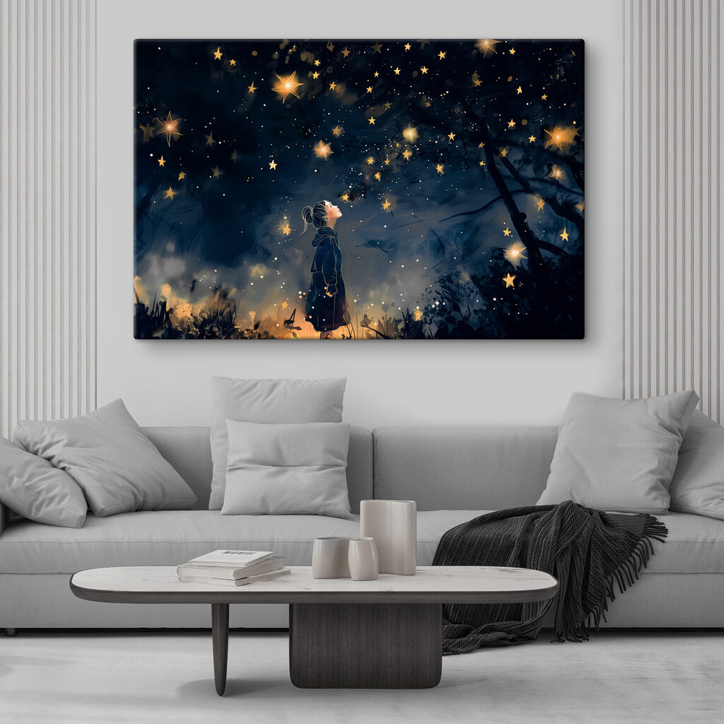 A girl looking up at stars A girl looking up at stars