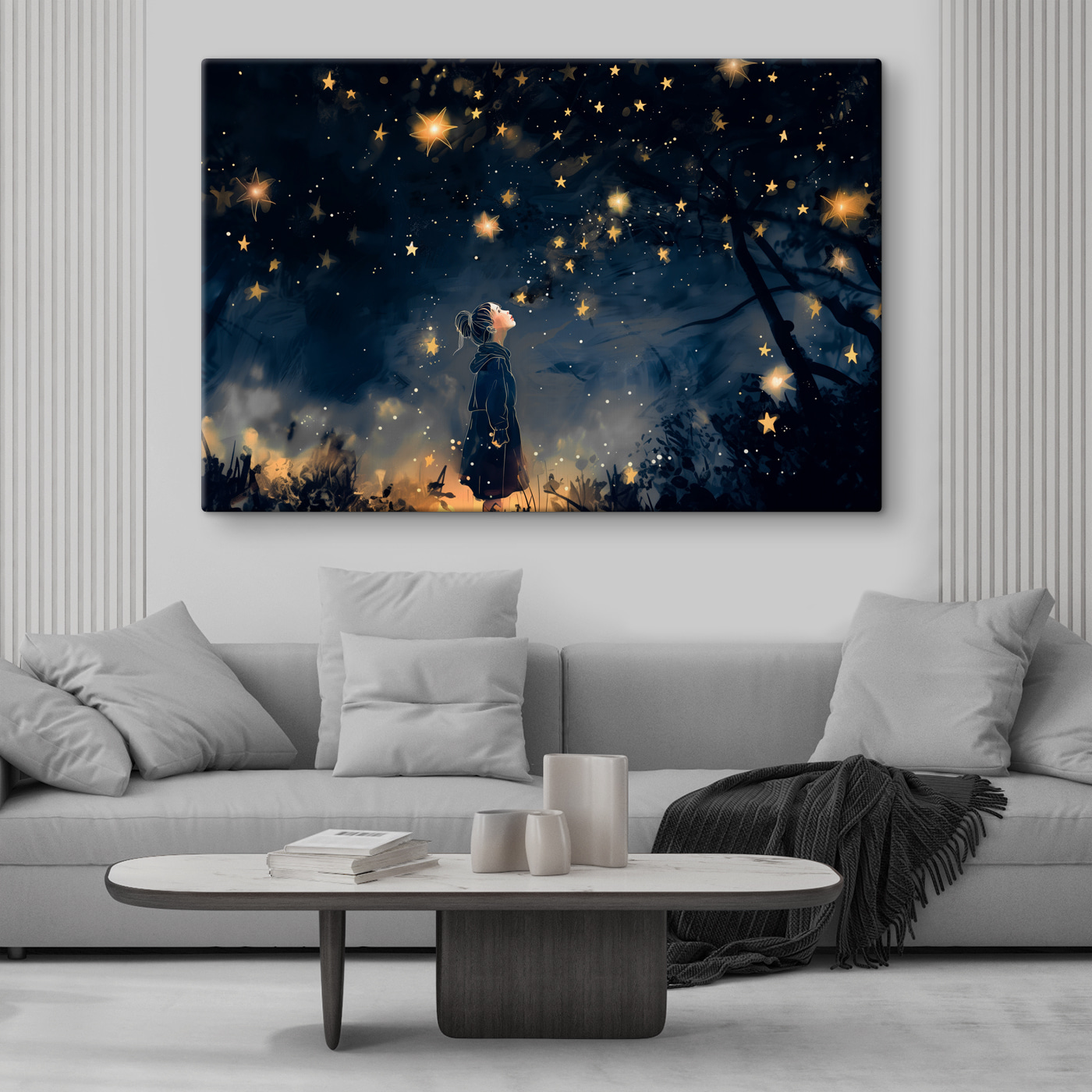 A girl looking up at stars A girl looking up at stars