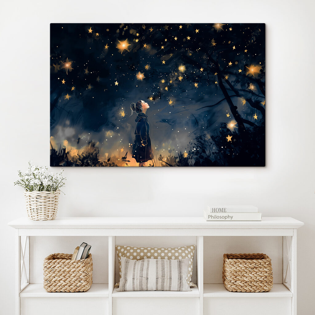 A girl looking up at stars A girl looking up at stars