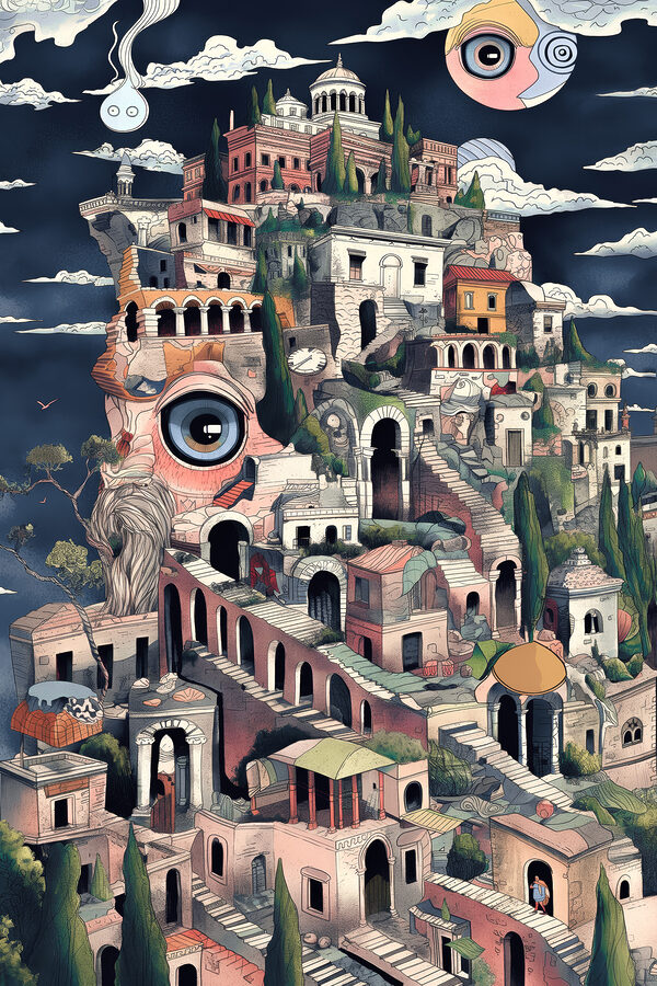 A cartoon of a city A cartoon of a city