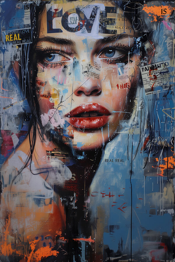 A painting of a woman's face