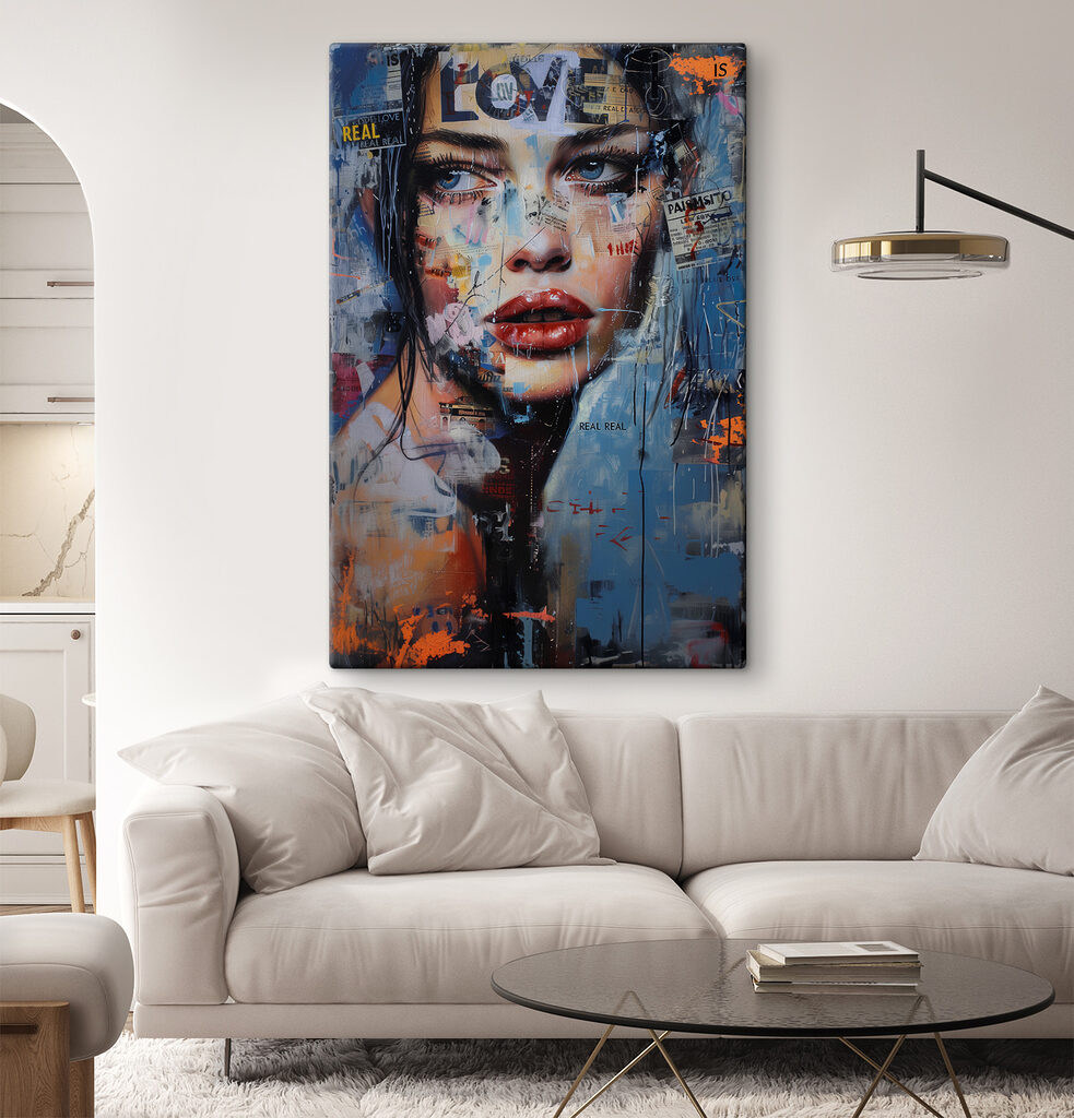 A painting of a woman's face