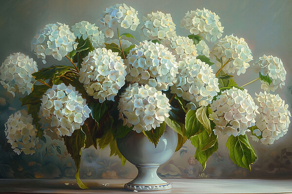 A vase of white flowers