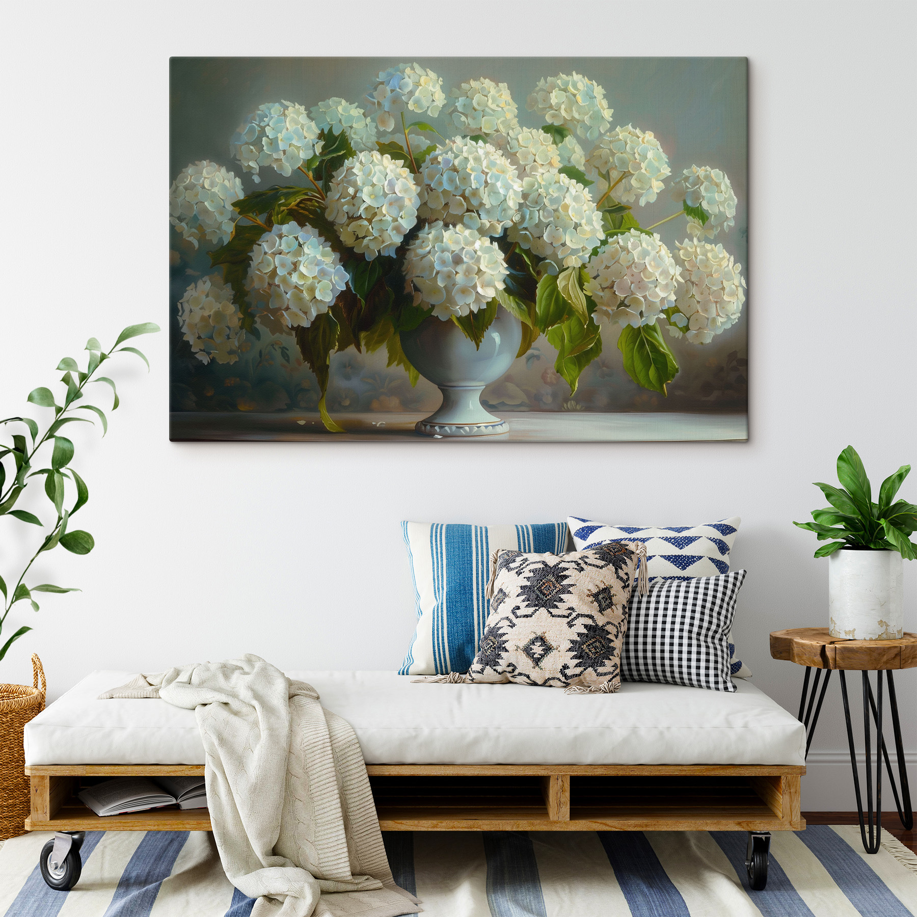 A vase of white flowers
