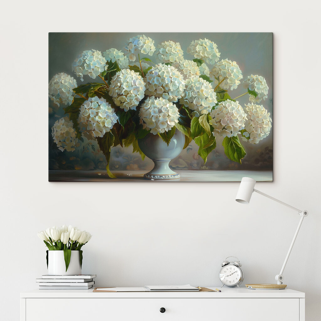 A vase of white flowers