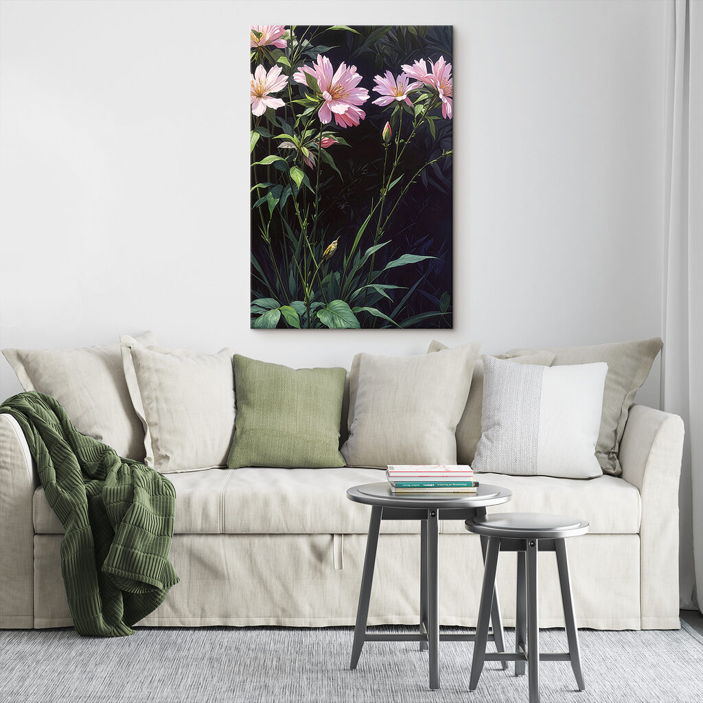 A painting of pink flowers A painting of pink flowers
