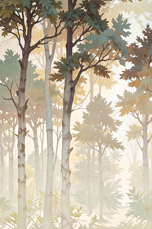 A group of trees with leaves A group of trees with leaves