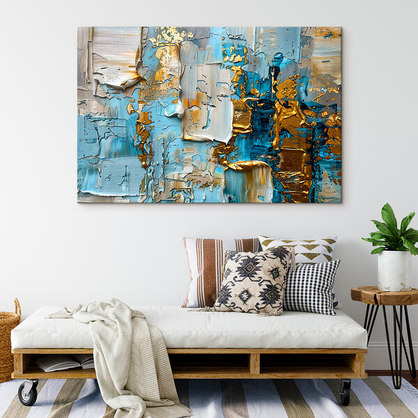 A close up of a painting
