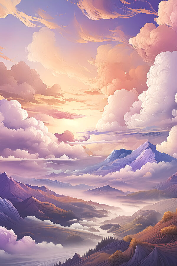 A landscape of mountains and clouds A landscape of mountains and clouds