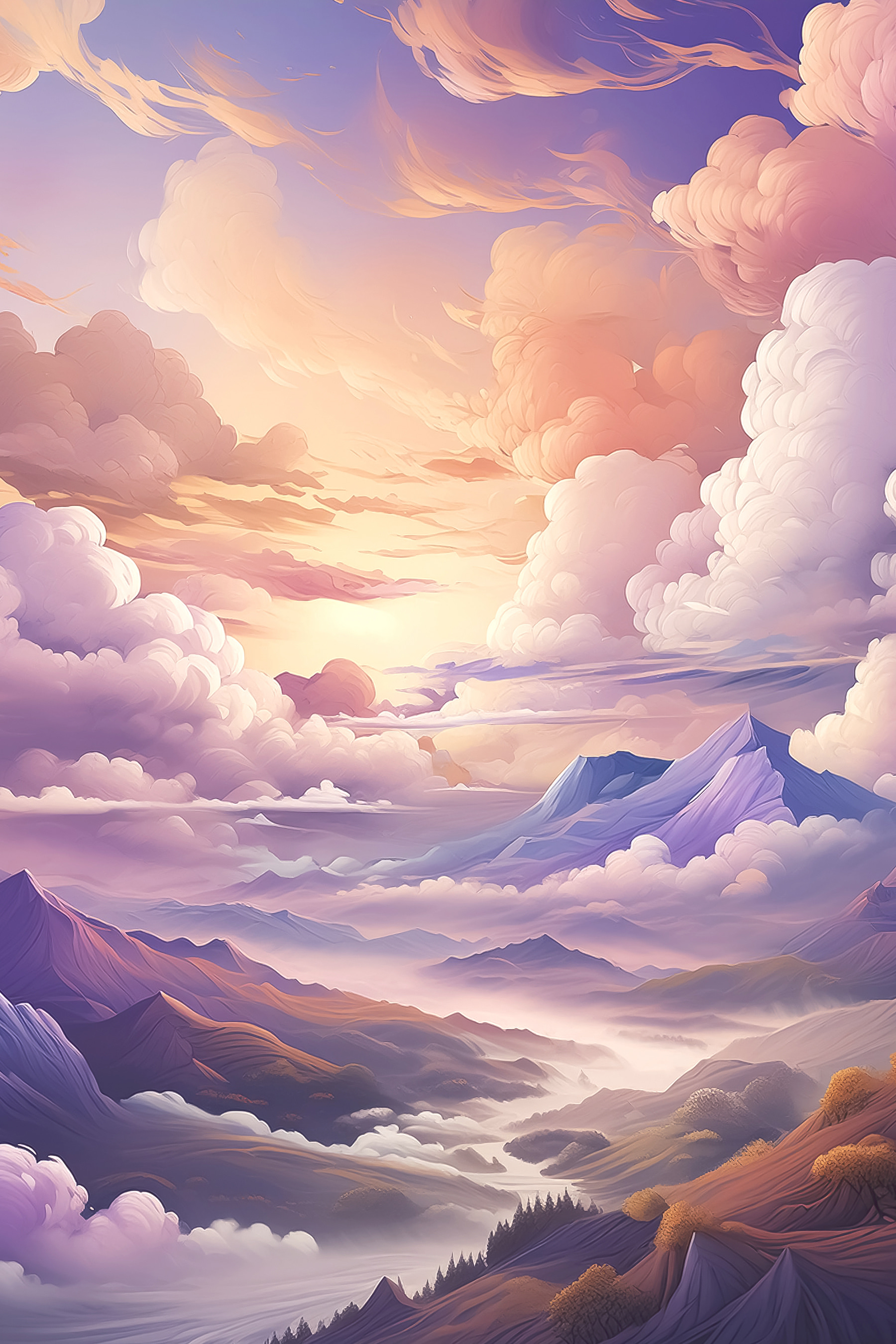 A landscape of mountains and clouds A landscape of mountains and clouds